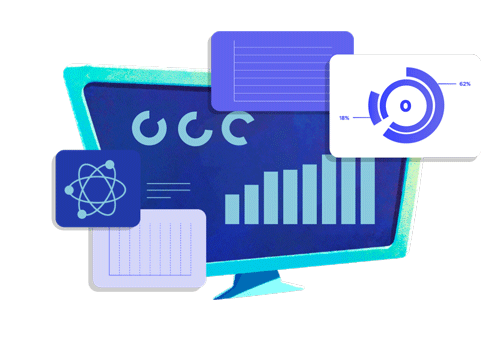 The MEandMine dashboard on a monitor, with charts of students' check-ins