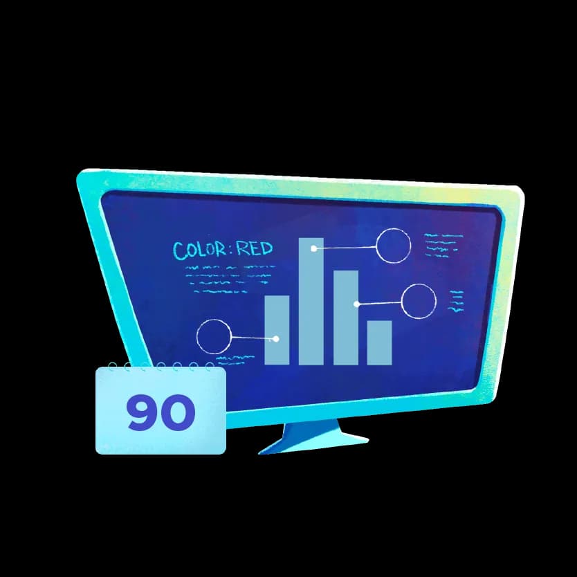 A classroom dashboard on a screen, marked 90 days